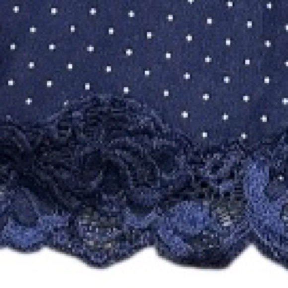 Chico’s Lace Trim Navy Blue Polka Dot Microfiber Tank - Picture 4 of 7